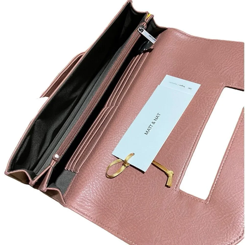 Matt and Nat Bag Women's Natural Abiko Fold Over Clutch Hand Grab‎ Pink Clay